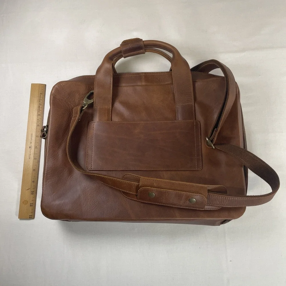 Full Grain leather handmade small batch retired Urban Briefcase Travel Bag NWOT